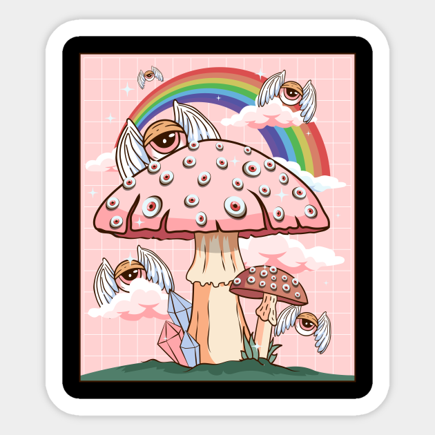 Weirdcore Aesthetic Cottagecore Mushroom Eyes Weirdcore Sticker TeePublic